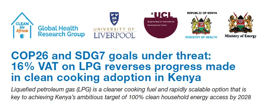 New policy brief released to return Kenya’s VAT on LPG to zero-rating